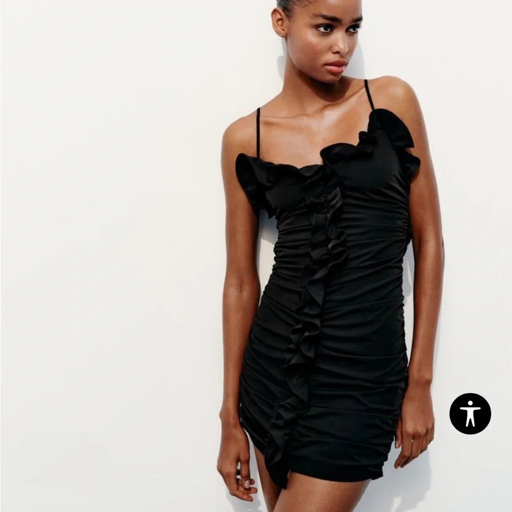 ZARA RUFFLED RUCHED DRESS - Picture 3 of 8